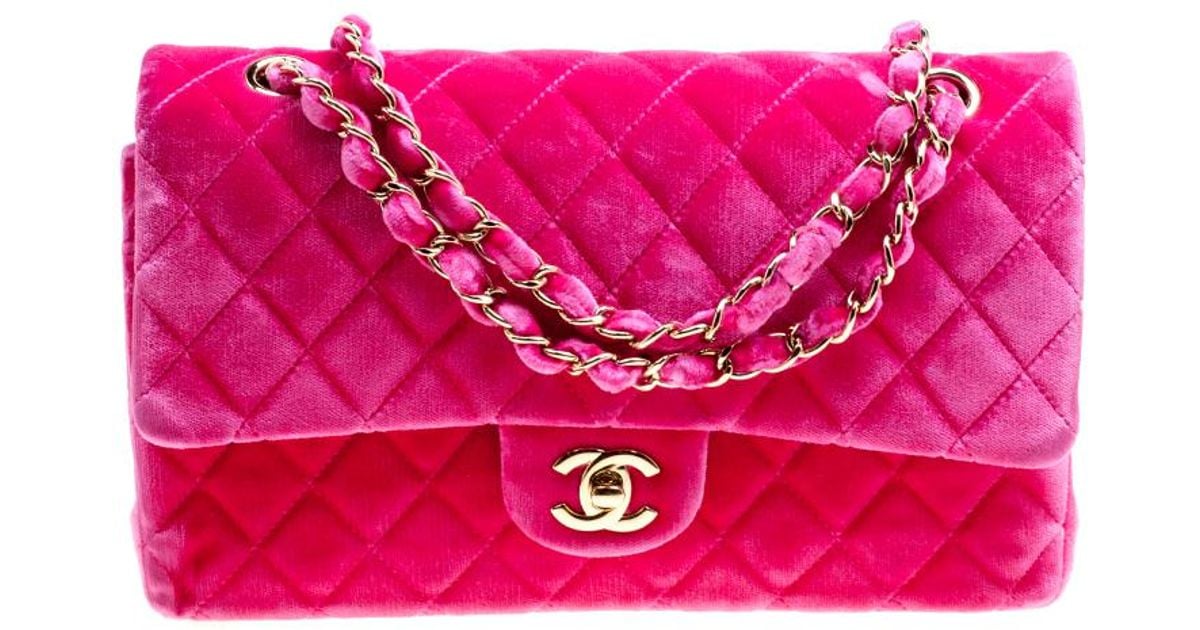 pink velvet chanel suitcase