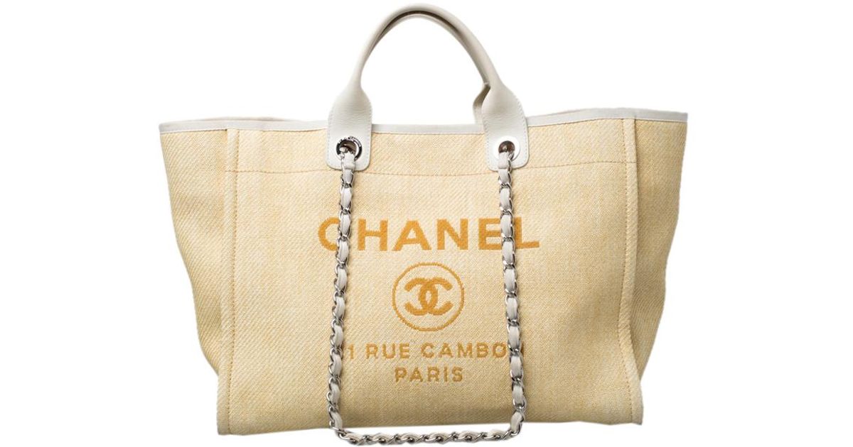 chanel woven straw raffia large deauville tote