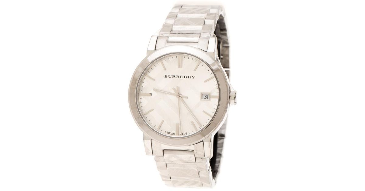 burberry check stamped round bracelet watch 34mm