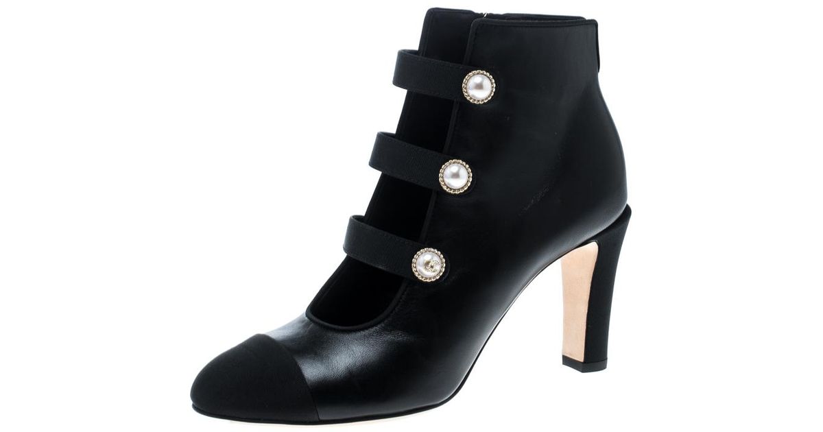 Chanel black boots with pearls Clearance