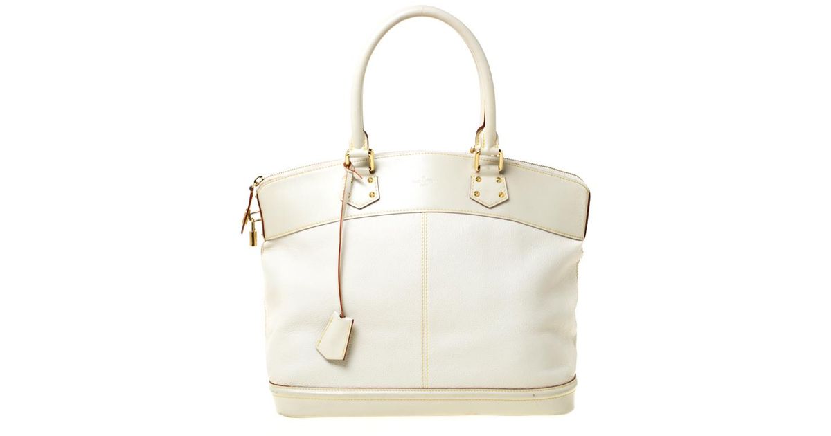 Louis Vuitton Cream Suhali Leather Lockit Gm Bag in Natural - Lyst