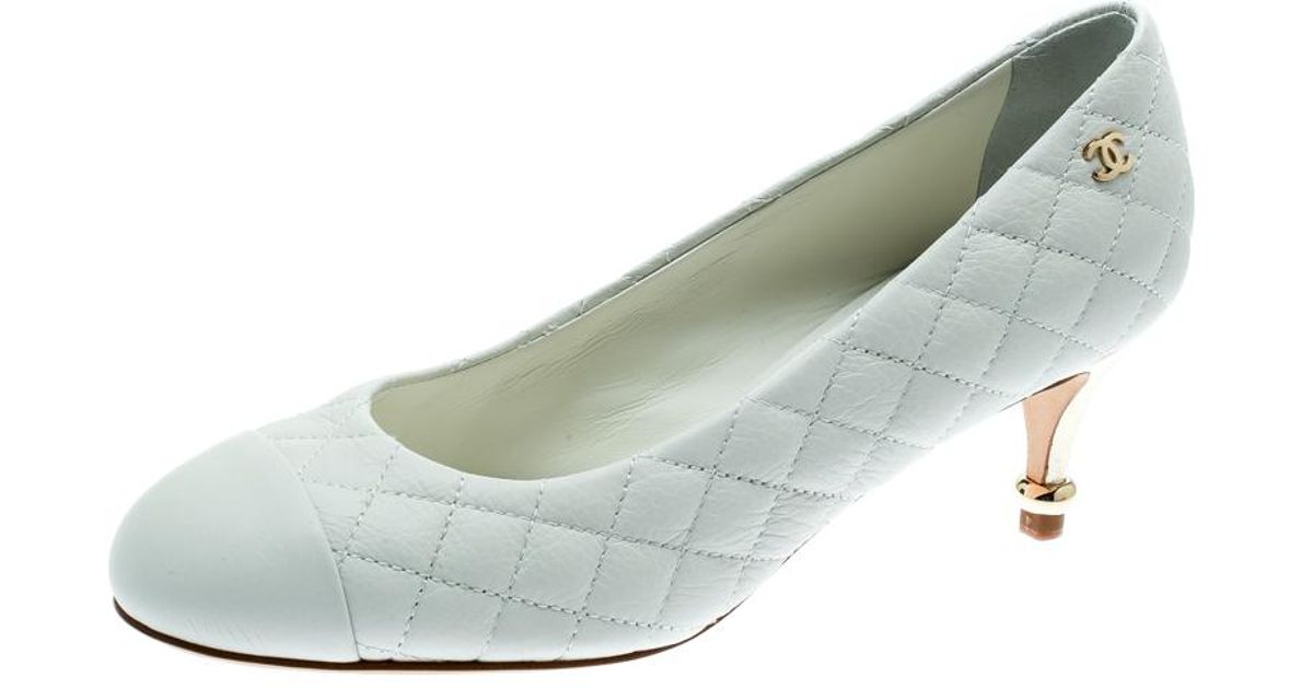 chanel white heels