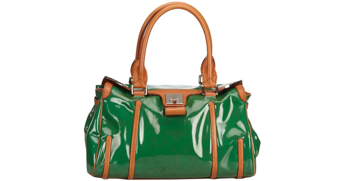 green patent leather