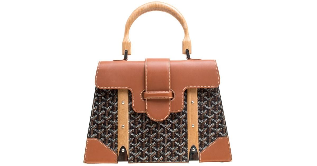 Leather Saigon Top Handle Bag in Brown 