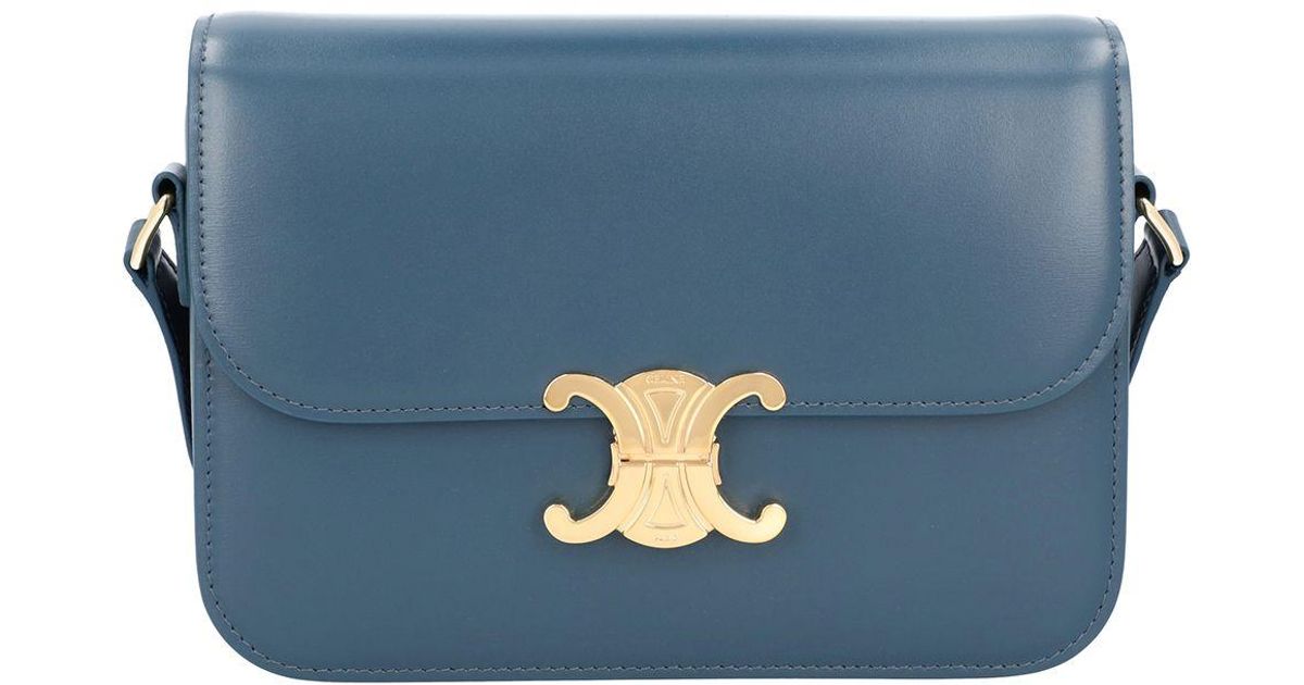 Celine Blue Leather Medium Triomphe Shoulder Bag - Lyst