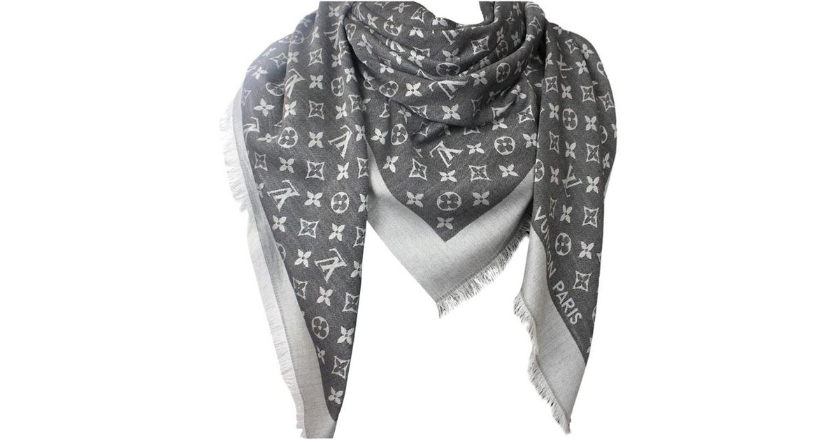 Louis Vuitton Monogram Wool And Silk Shawl in Black - Lyst