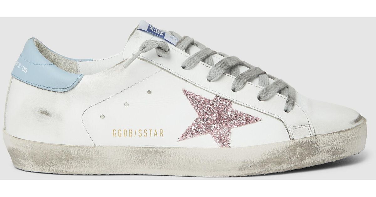 Golden Goose Deluxe Brand Superstar Pink Star Blue Tab Leather Sneakers ...