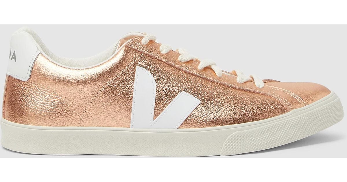 Veja Leather Esplar Rose Gold Sneakers - Lyst