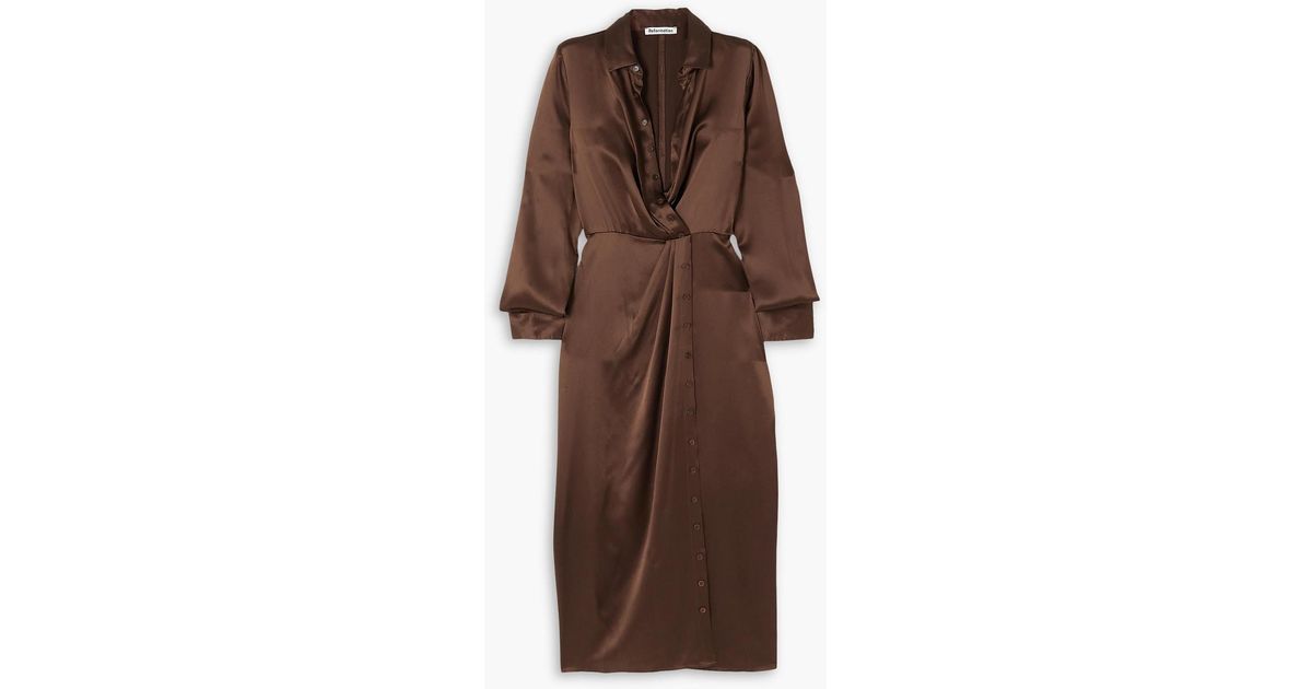 reformation lyon silk dress REFORMATION Lyon V-Neck Silk Midi Dress