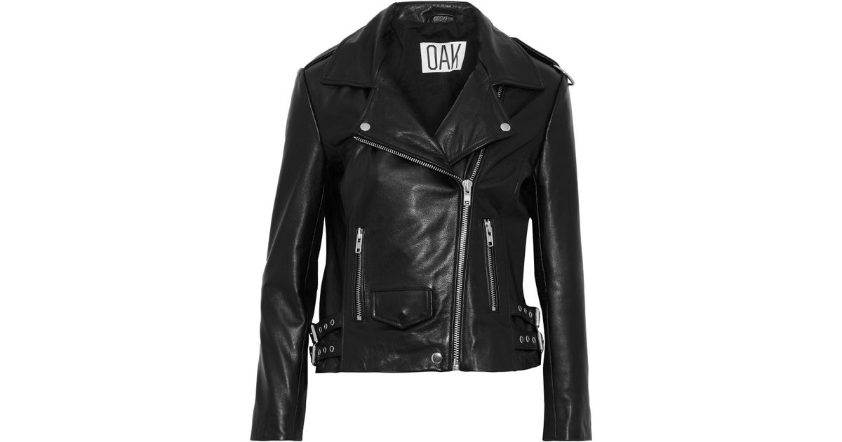 Oak Ny Rider Leather Biker Jacket Black Lyst Oak Ny Rider Leather Biker Jacket Black