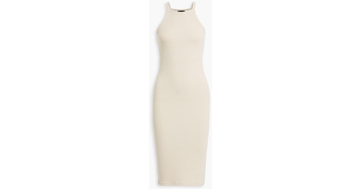 ATM Ribbed Stretch-modal Jersey Midi Dress in White | Lyst