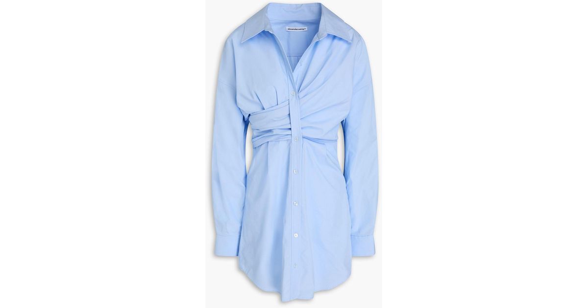 T By Alexander Wang Cotton-poplin Mini Shirt Dress in Blue