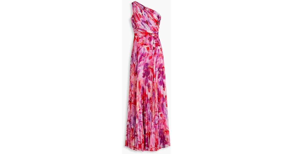 One Shoulder CASCADE SKIRT Chiffon Gowns Plum