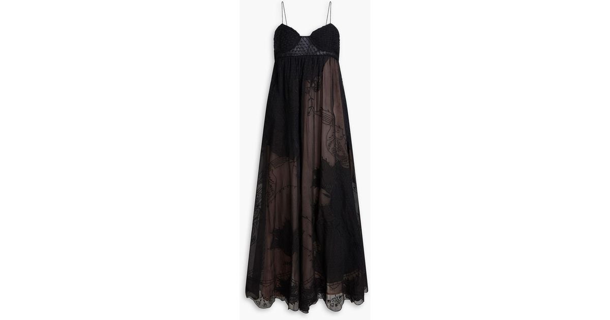 FARM Rio Embroidered Point D'esprit And Organza Midi Dress in Black | Lyst  Canada