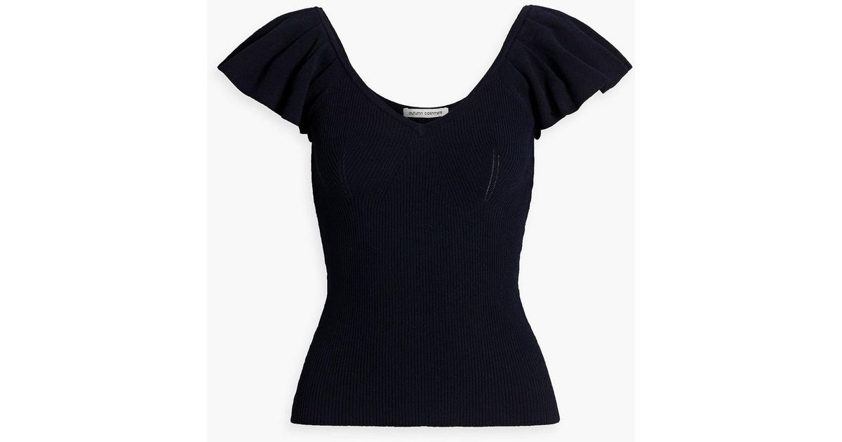 Blue Ribbed Knit Top main image 0