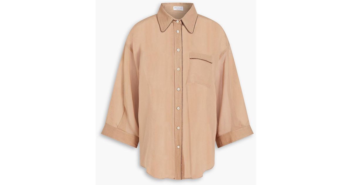 BRUNELLO CUCINELLI Bead-embellished cotton-poplin shirt in 2023