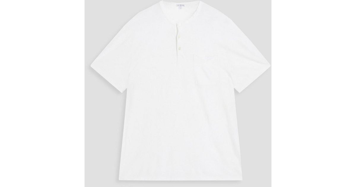 James Perse Cotton And Linen-blend Henley T-shirt in White for Men ...