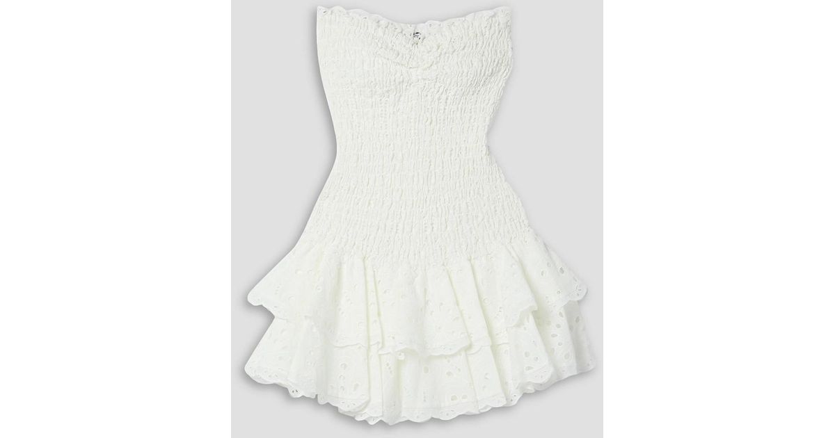 charo ruiz megan strapless broderie anglaise cotton mini dress Charo Ruiz Ibiza - Megan strapless broderie anglaise cotton-blend mini dress