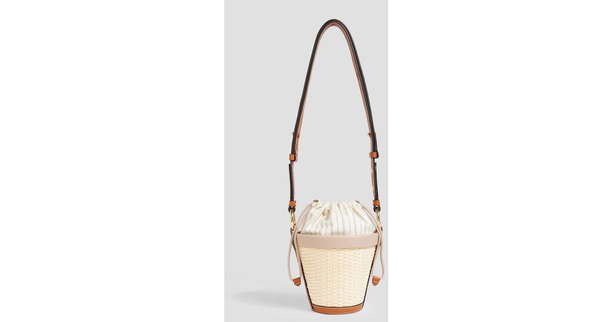 Maison Margiela Leather And Rattan Bucket Bag in White | Lyst