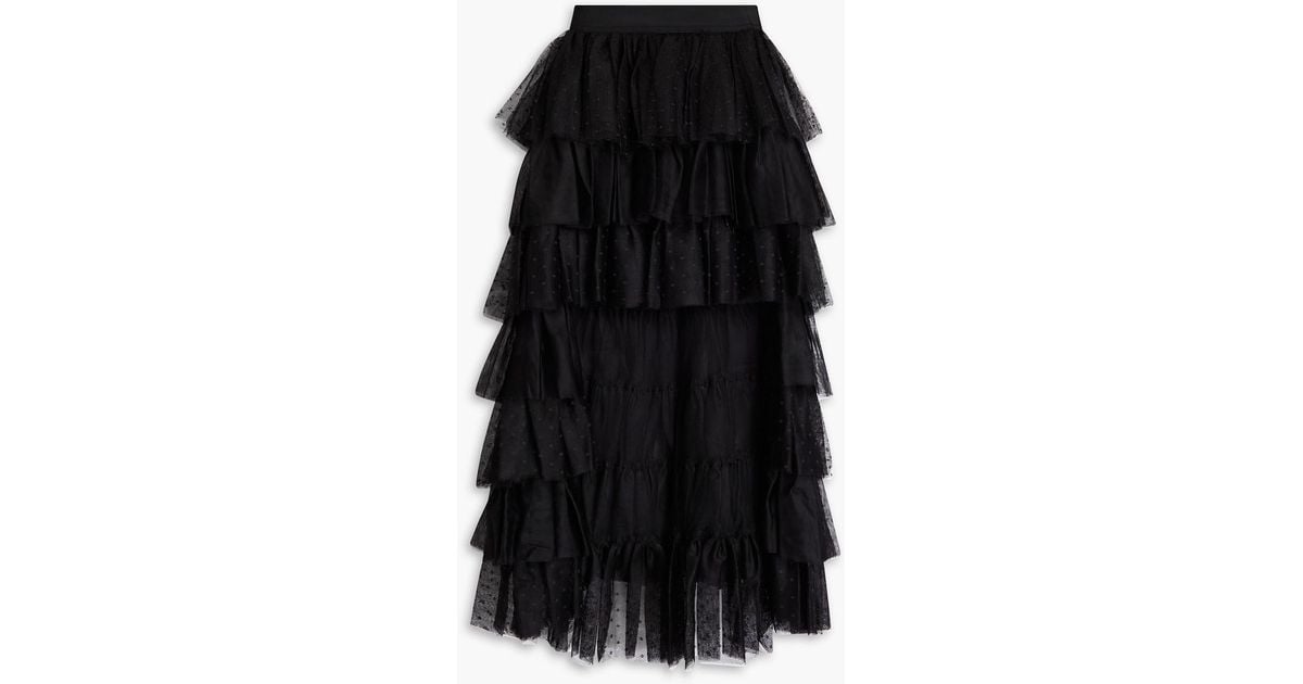 RED Valentino Tiered Ruffled Point D esprit And Tulle Midi Skirt in Black Lyst Canada