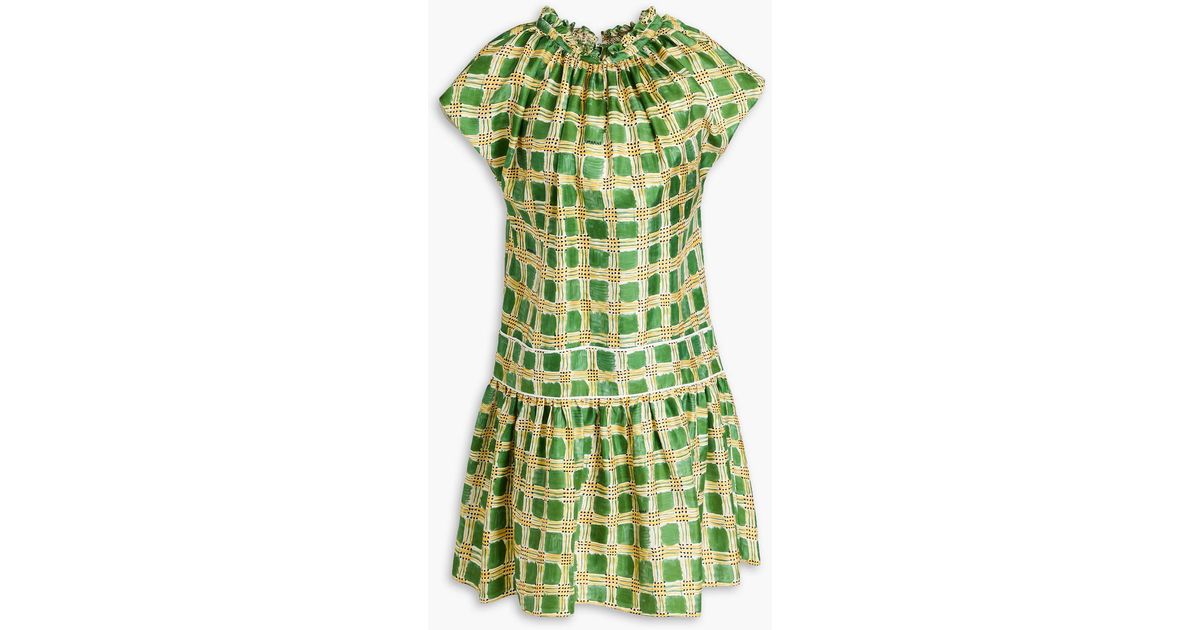 Marni Printed Silk-Twill Mini Dress in Green Lyst UK