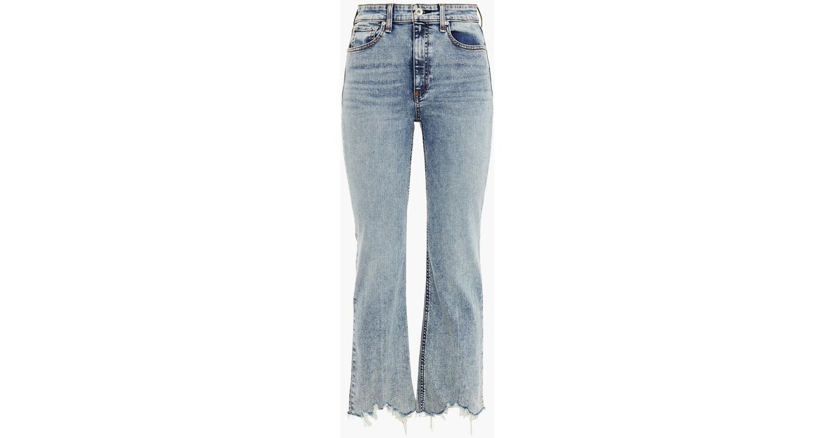 Rag & Bone Denim Nina Faded High-rise Kick-flare Jeans in Blue Womens Clothing Jeans Flare and bell bottom jeans 
