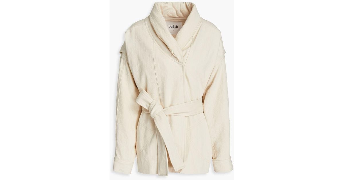 Ba&sh Veste Belted Cotton Jacket in White | Lyst