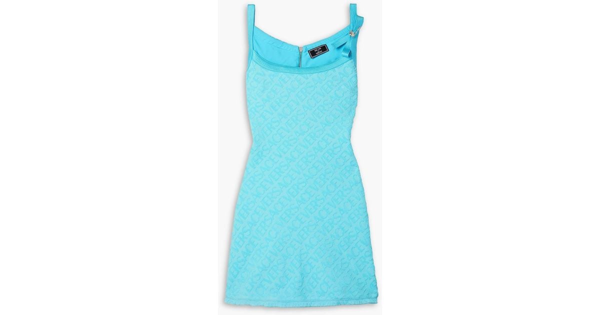 flower dress mini Blue and White Floral Ruffle Mini Dress L