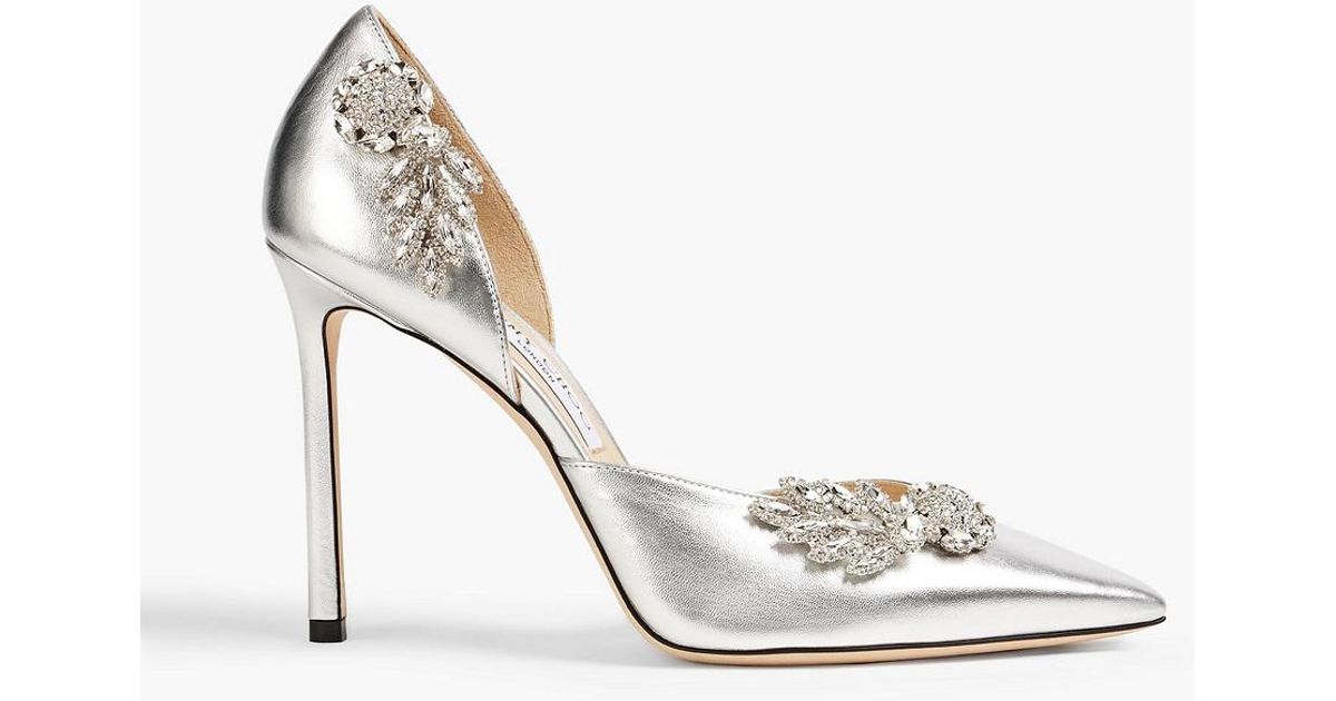 Jimmy Choo Teja 100 Embellished Leather Pumps in Metallic Lyst