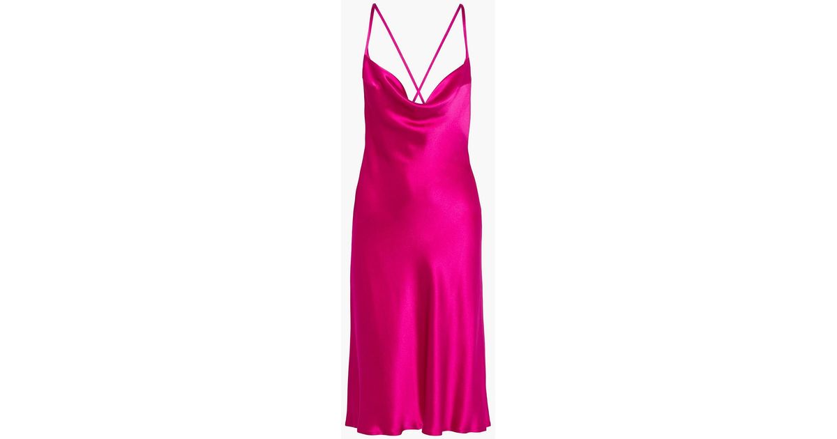 Galvan London Whiteley Open-back Draped Silk-satin Dress in Pink | Lyst