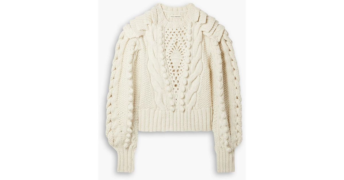 Ulla Johnson Verena Crochet-trimmed Cable-knit Wool Sweater in White ...
