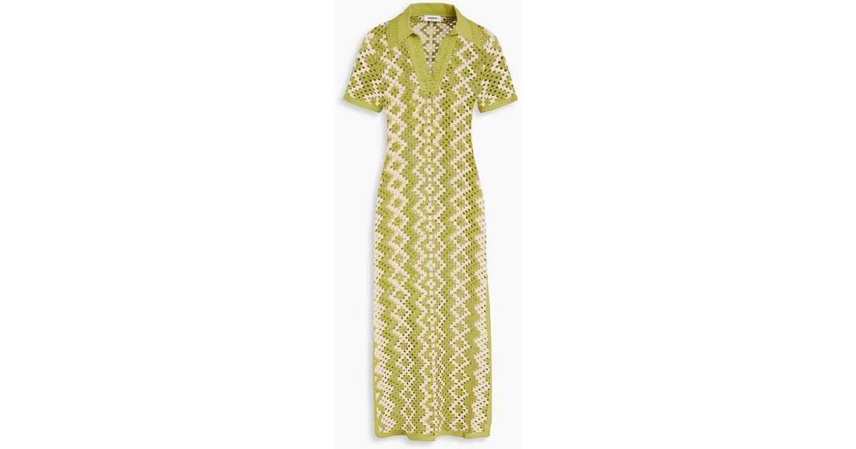 Sandro Crocheted Cotton Midi Dress in Metallic | Lyst Australia