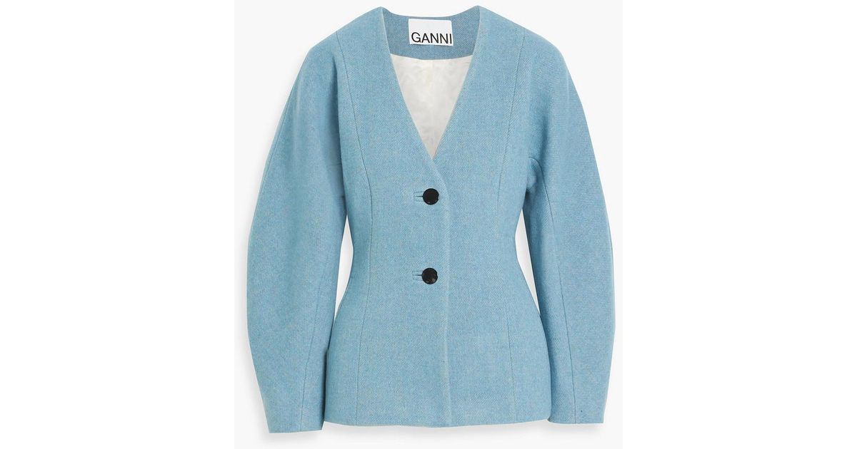 【関税&送料込み】Ganni Light Blue Wool-Cashmere Blend T-S ganni-Blue-Wool-blend-Twill-