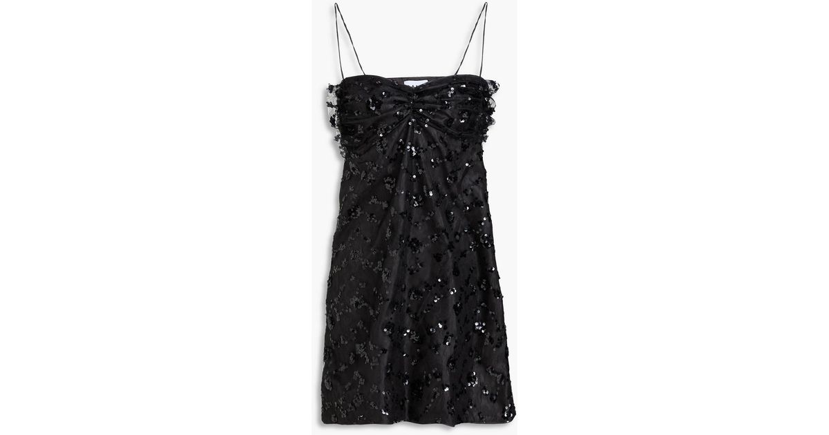 lace panel dresses Mirela Black Lace Panel Satin Maxi Dress, L / Black main image 1