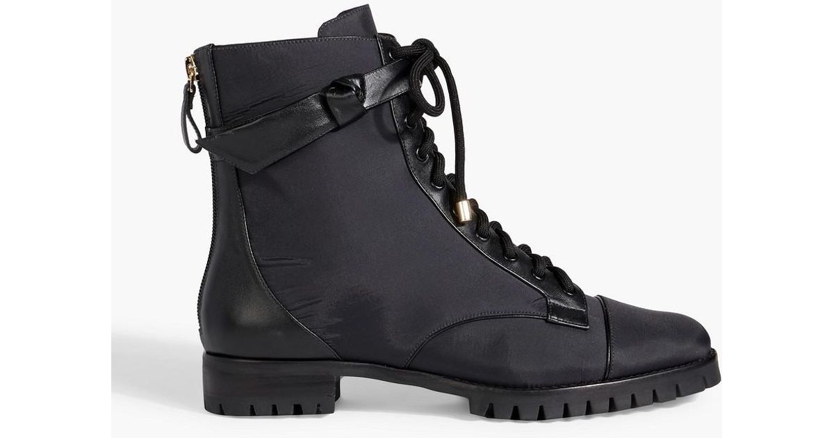 Alexandre Birman Evelyn Leather And Shell Combat Boots in Black | Lyst