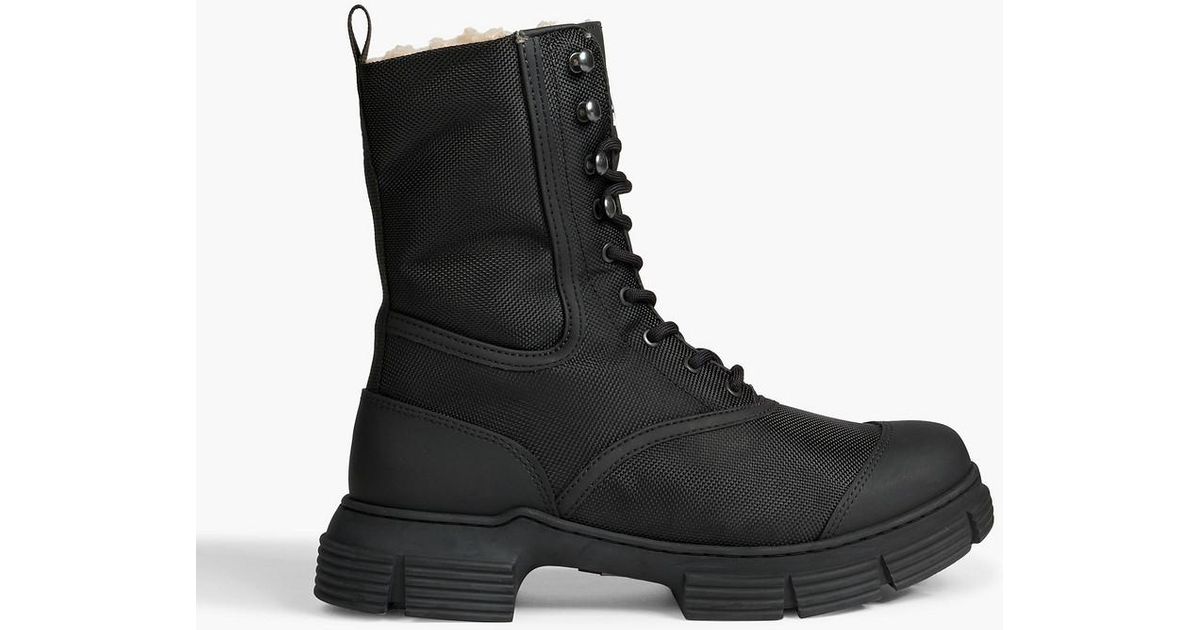 Ganni Rubbertrimmed Shell Combat Boots in Black Lyst UK