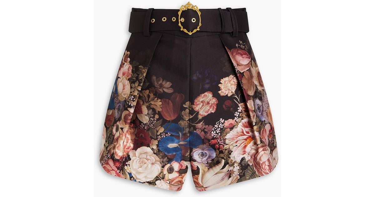 Zimmermann Belted Floral-print Silk And Cotton-blend Twill