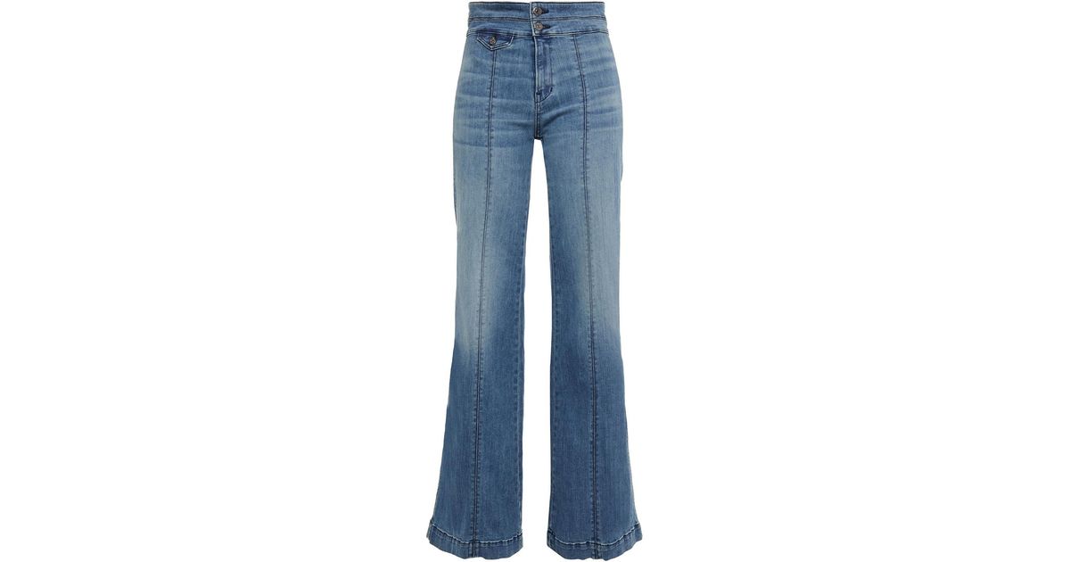 Veronica Beard Denim Ember Faded High-rise Flared Jeans in Mid Denim ...