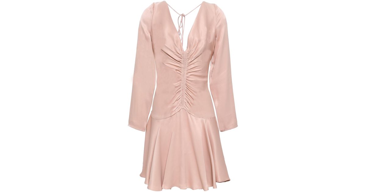 Zimmermann Cutout Ruched Crepesatin Mini Dress Blush in Pink Lyst