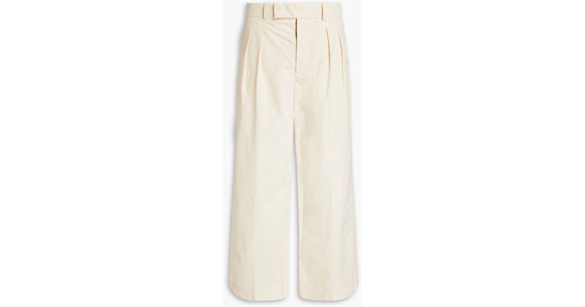 Nanushka Dima Wideleg Pleated Cottonpoplin Pants in White for Men
