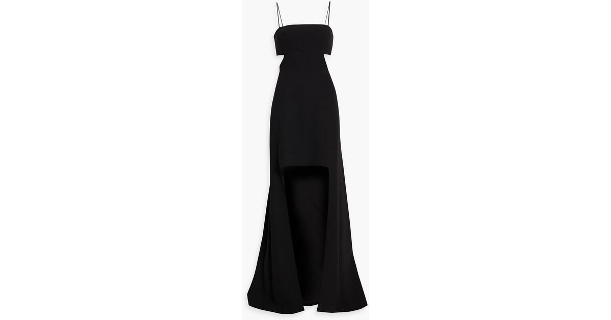 Halston Asher Asymmetric Cutout Stretch-crepe Gown in Black | Lyst