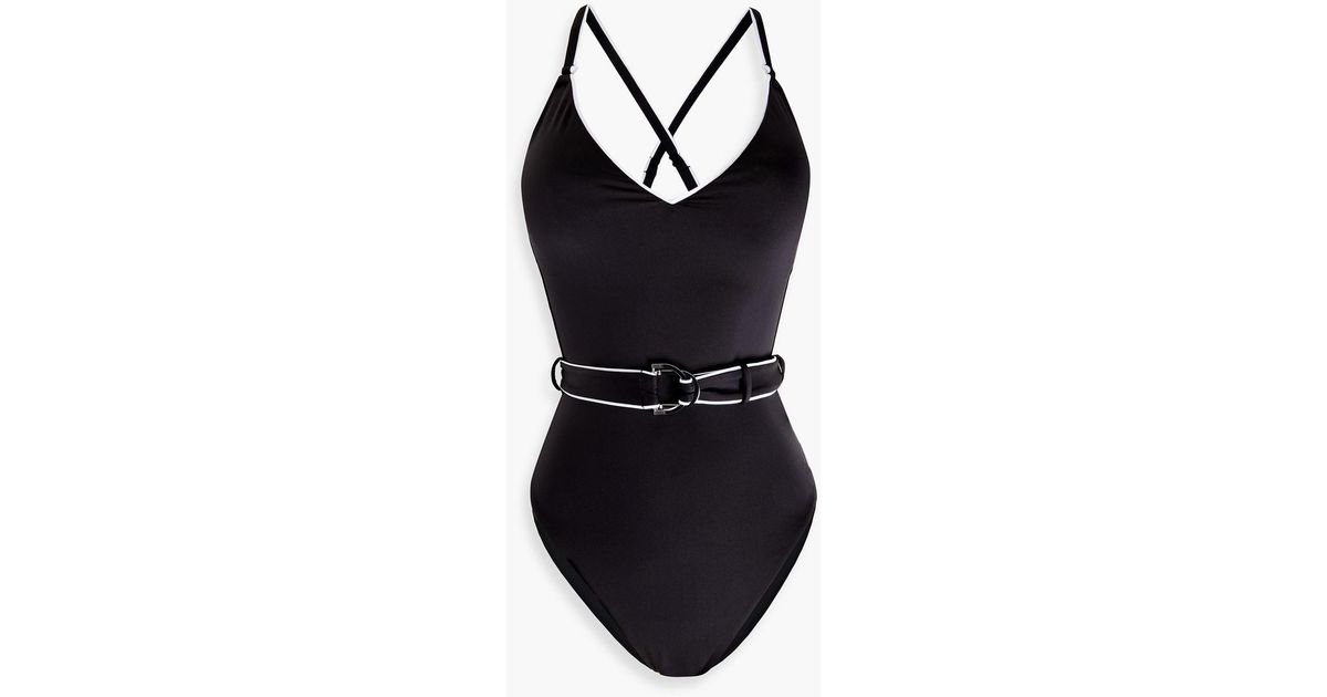 Seafolly Belted Swimsuit in Black | Lyst