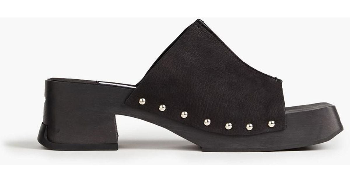 Miista Hannah Studded Nubuck Mules in Black Lyst