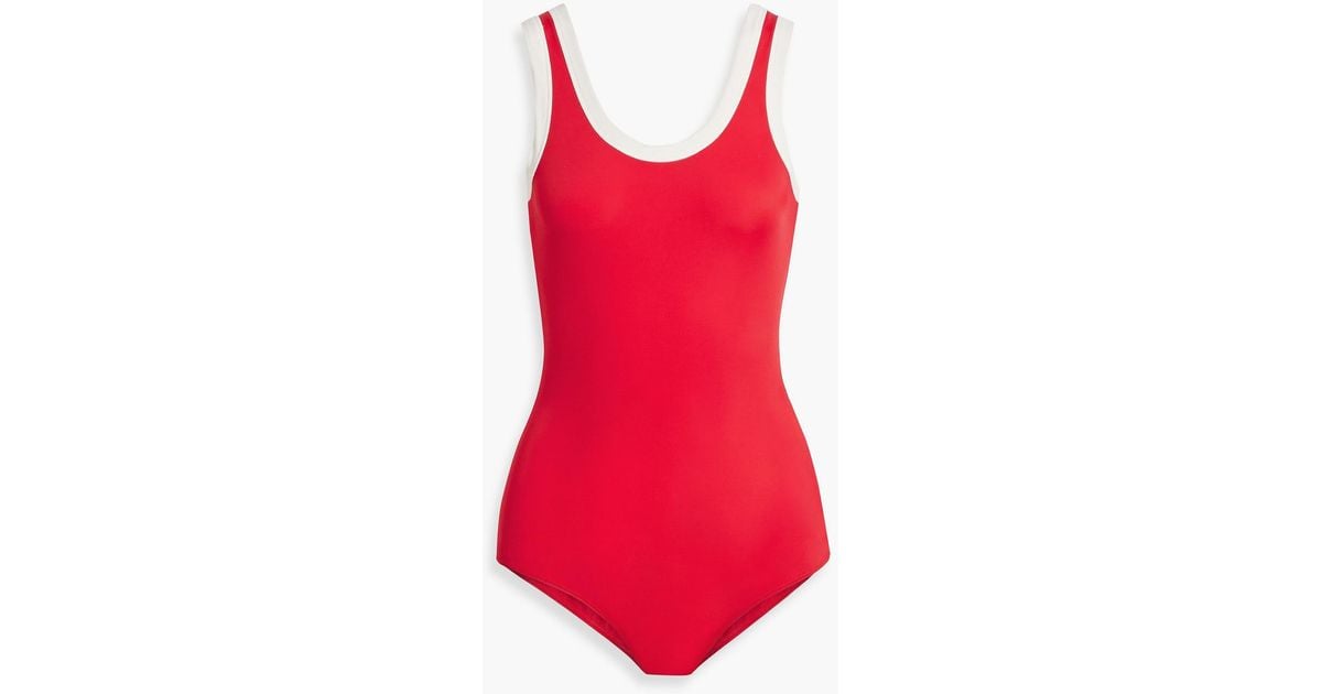 Valentino Garavani Two-tone Swimsuit in Red | Lyst