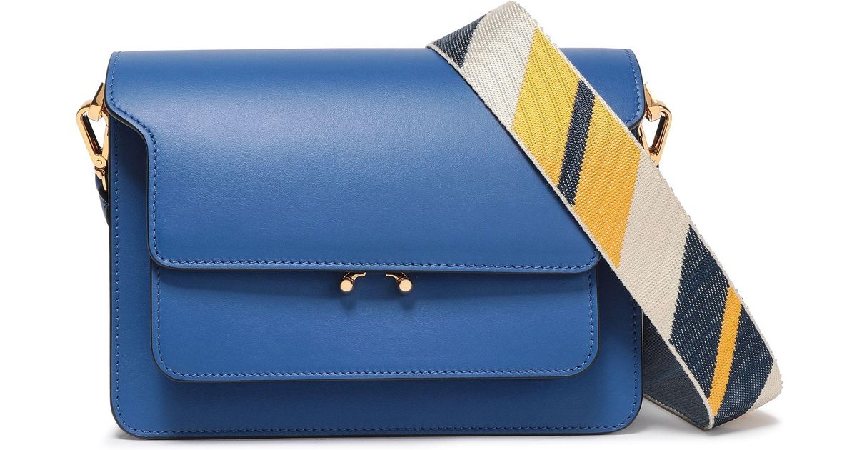 Marni Trunk Small Leather Shoulder Bag Cobalt Blue