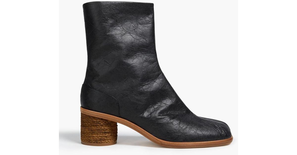 BRAND NEW MAISON MARGIELA CRINKLED LEATHER TABI BOOTS Maison-Martin-Margiela-black-  main image 4