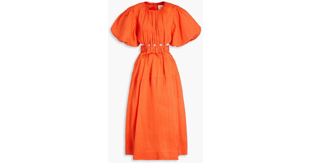 knee length dresses for ladies Cosette tie back midi dress orange main image 1