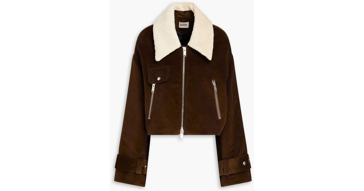 【KHAITE】shearling-trimmed cotton-corduroy ジャケット KHAITE Flinn Faux Shearling-trimmed Cotton-corduroy Jacket
