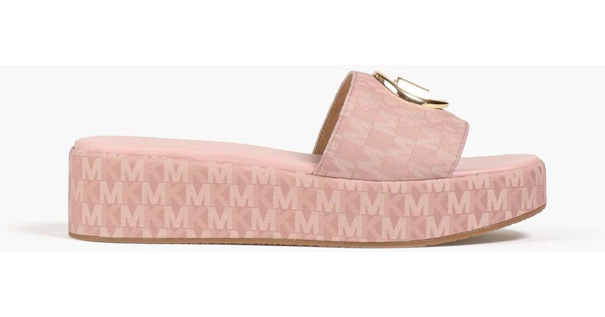 michael michael kors sadler mk logo jacquard wedges