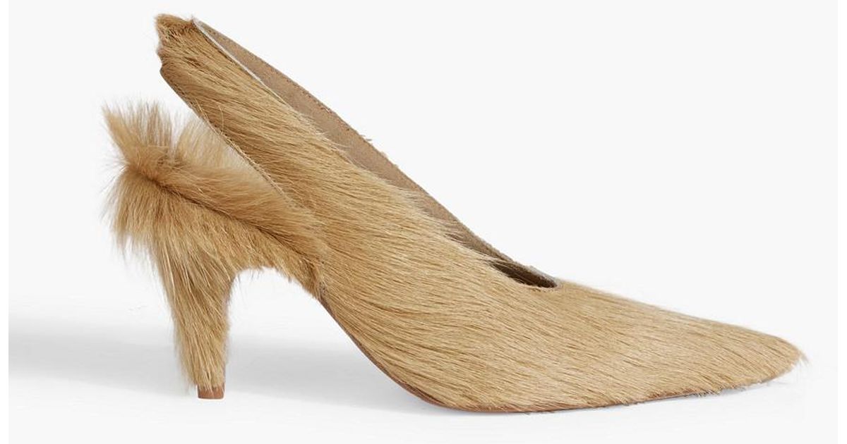 MM6 by Maison Margiela Calf Hair Slingback Pumps in Natural | Lyst